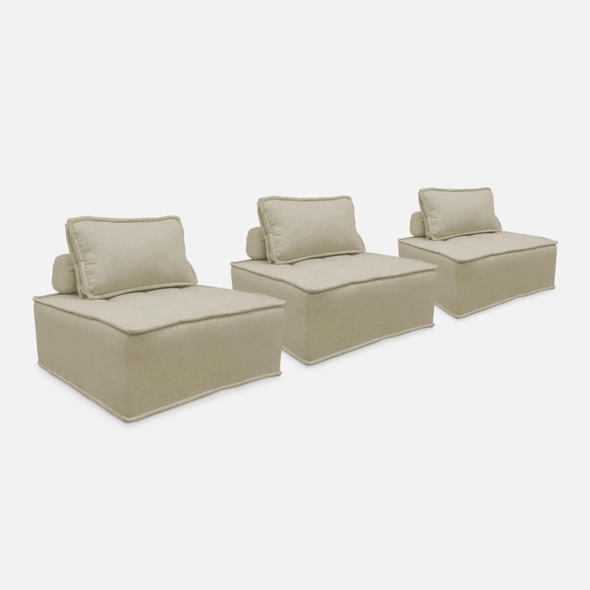 Canapé modulaire – revêtement en tissu, avec coussins, avec chauffage, Lot de 3, beige