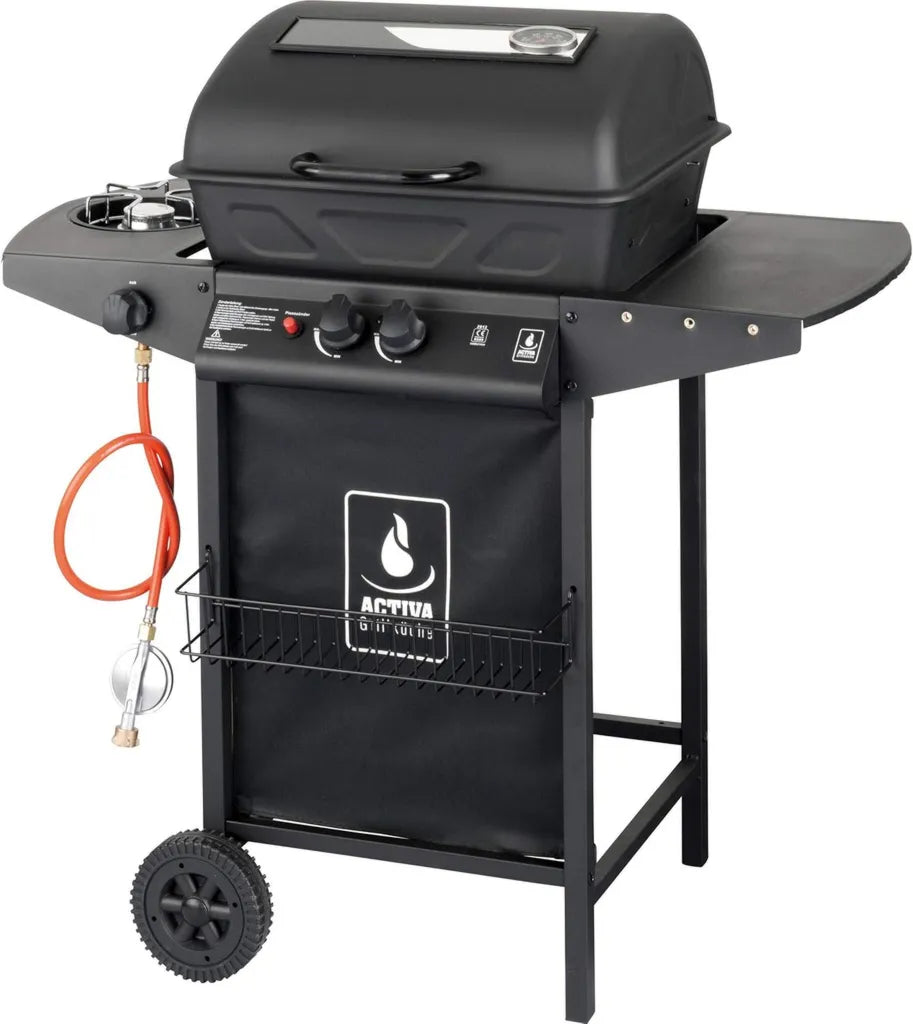 Grill à Gaz Noir avec Pierres de Lave - Activa