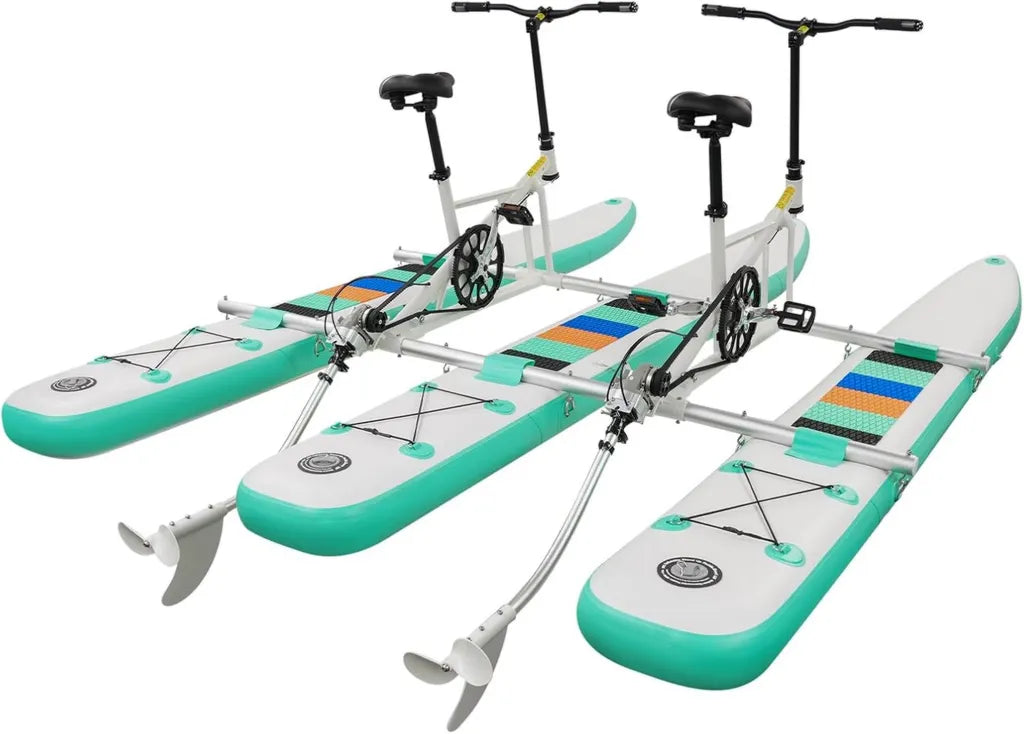 Bateau Vélo Gonflable pour Deux, Idéal pour Pêche et Kayak, avec Hélice et Pompe, Charge 180 kg