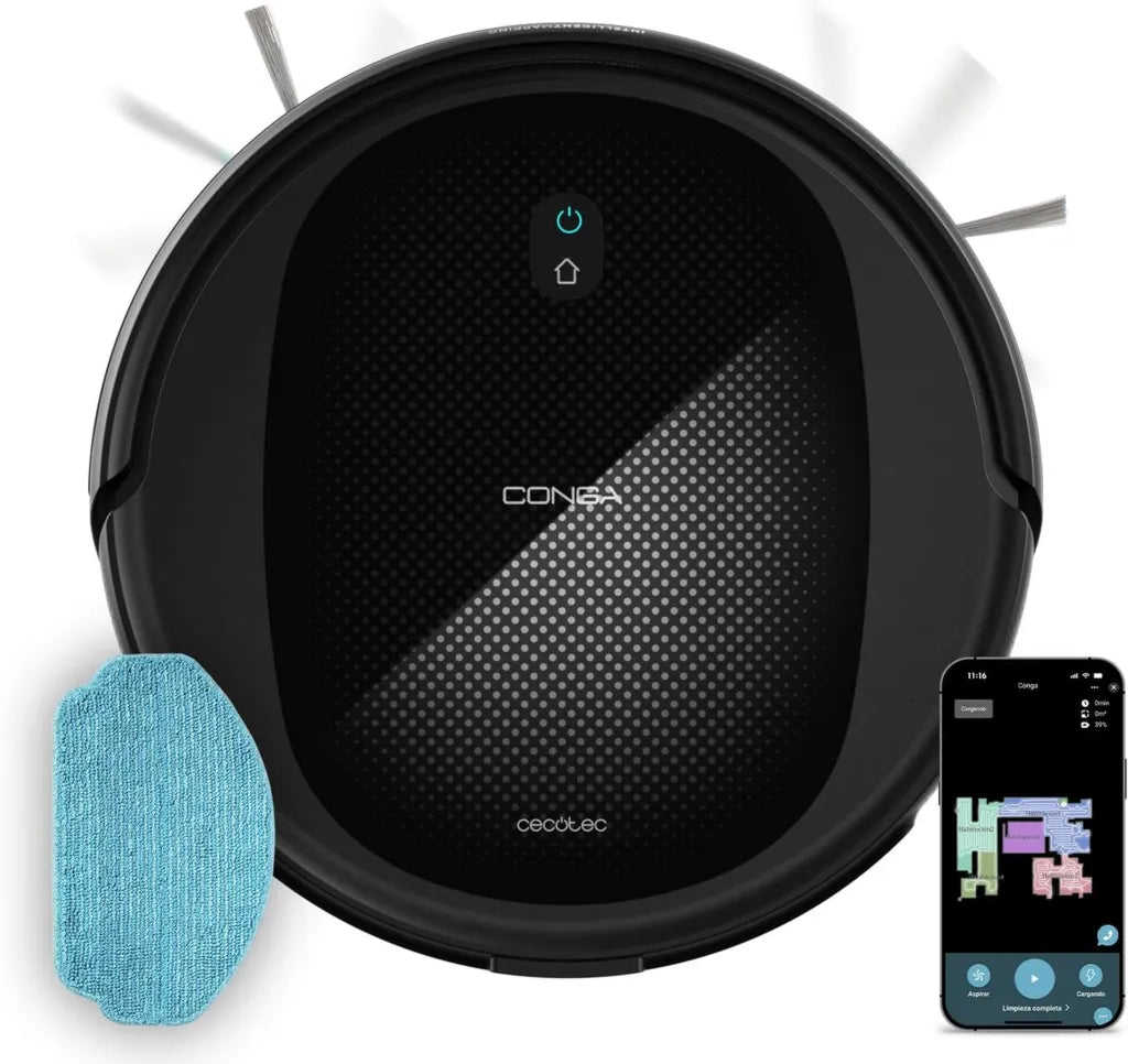 Aspirateur Robot Cecotec Conga M20, Navigation Gyroscopique, 7000Pa Puissance, 160 Min d'Autonomie, Capteurs Anti-Chute, Brosse 4-en-1, Couverture Totale, Commande par Application
