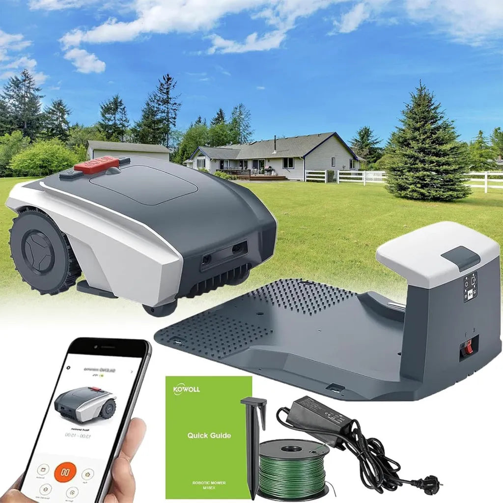 Robot Tondeuse à Gazon Silencieux 18-RM Plus, Cartographie Intelligente, Contrôle via Application, 32db, Détection de Pluie, Fil Périphérique, Batterie et Chargeur Offerts