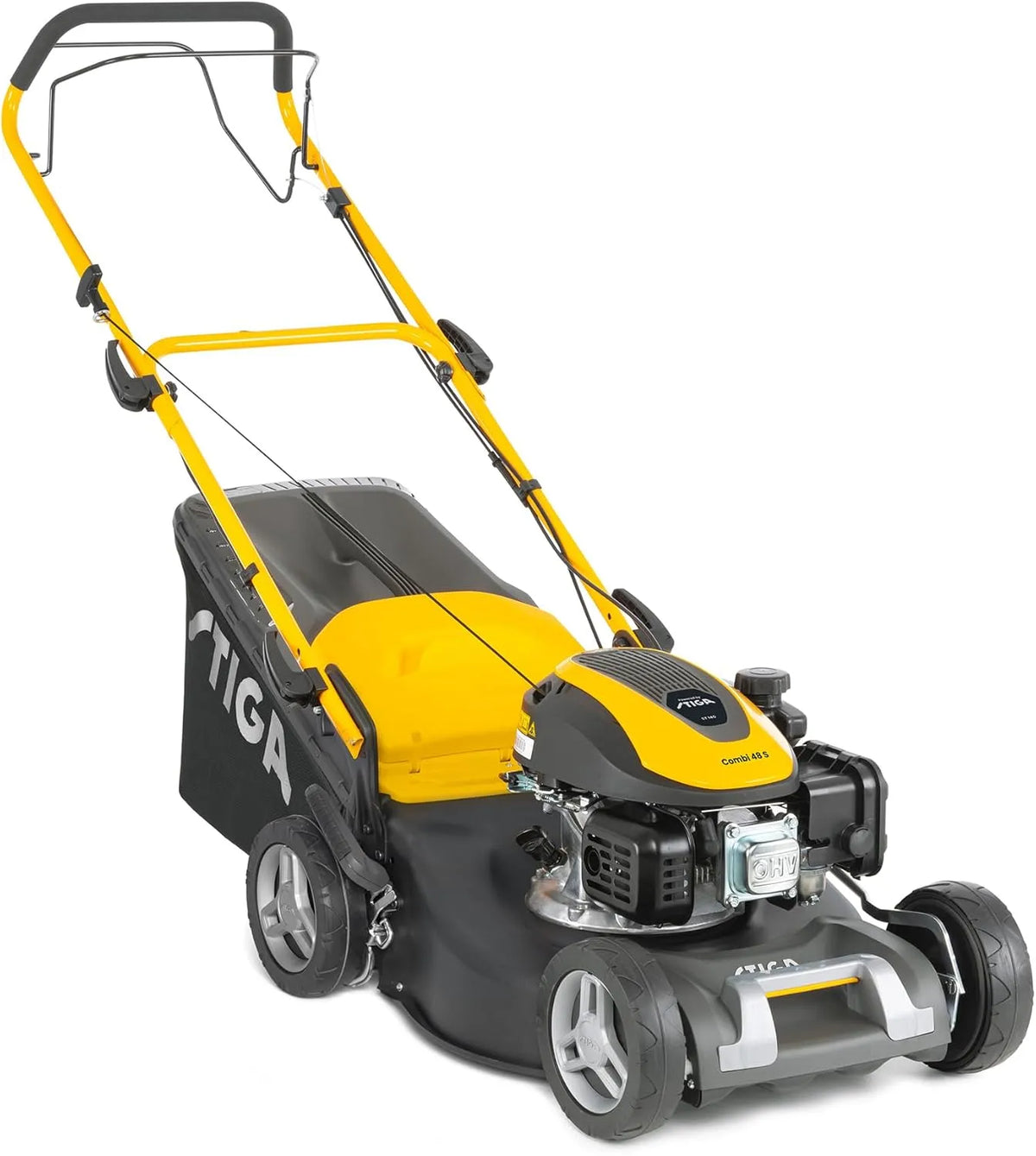 STIGA Tondeuse à gazon – 139 cm, 46 cm, 200 m, 60 L, pour l'entretien du jardin, gris
