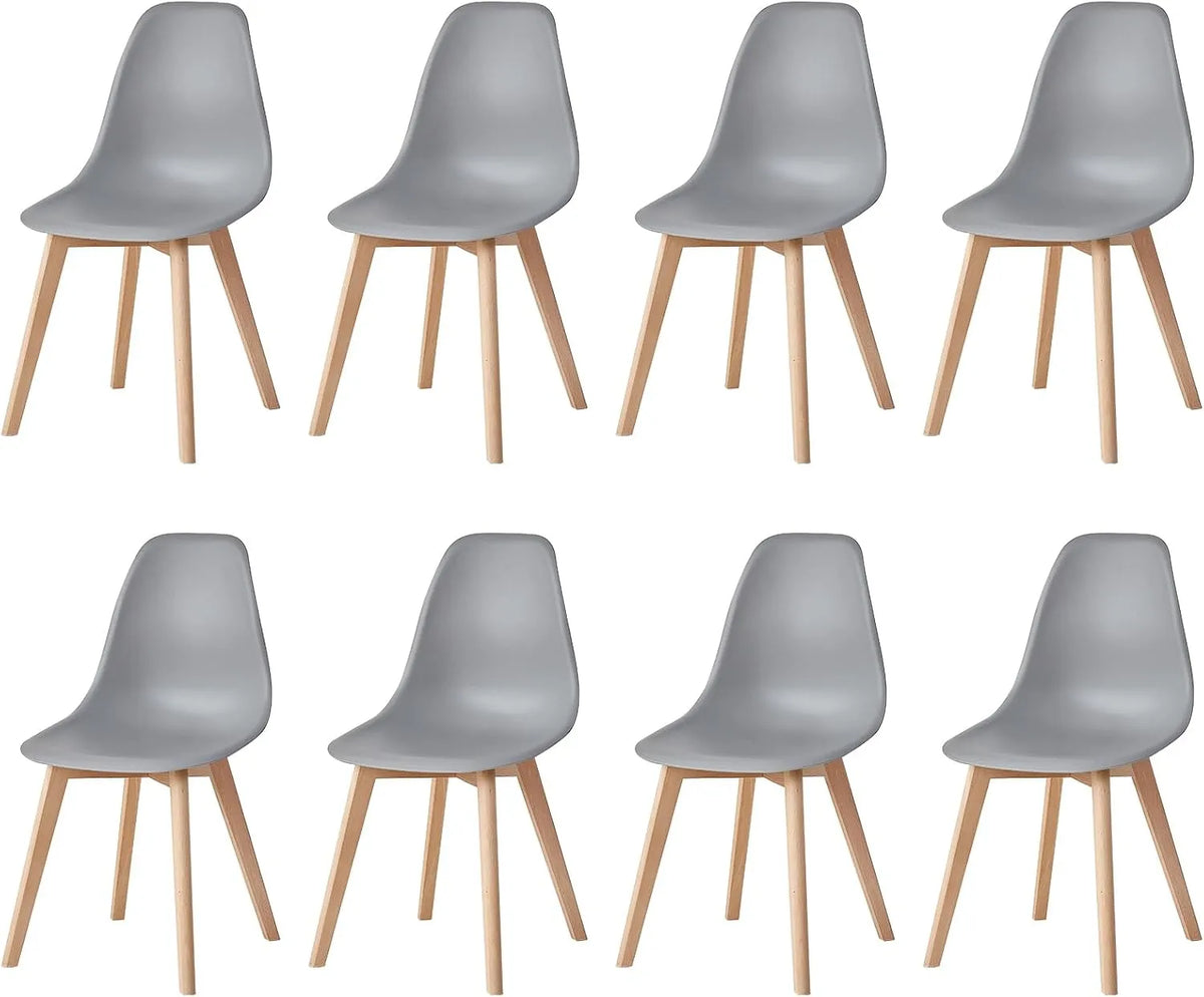 Chaise — en bois, Lot de 8, gris