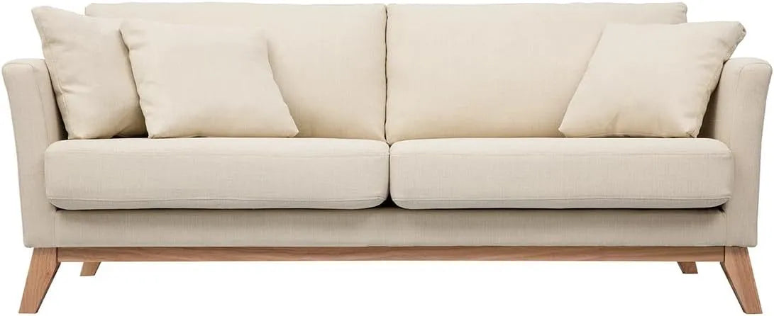 Canapé: revêtement en tissu, en bois, 3 Places, beige