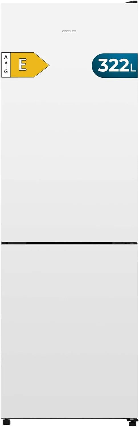 Cecotec Bolero CoolMarket Combi Réfrigérateur combiné, 322 L, No Frost, frigo avec congélateur, blanc, Hauteur 185 cm et Largeur 60 cm, Système Multi