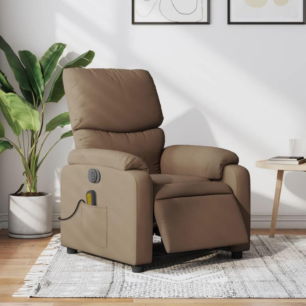 Fauteuil de massage – structure en bois, inclinaison réglable, marron