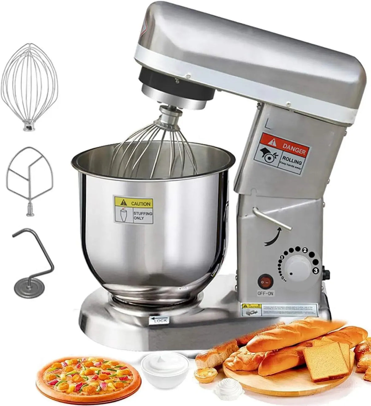 Robot de cuisine Silver-10L, 10 L, professionnel, acier inoxydable, argenté
