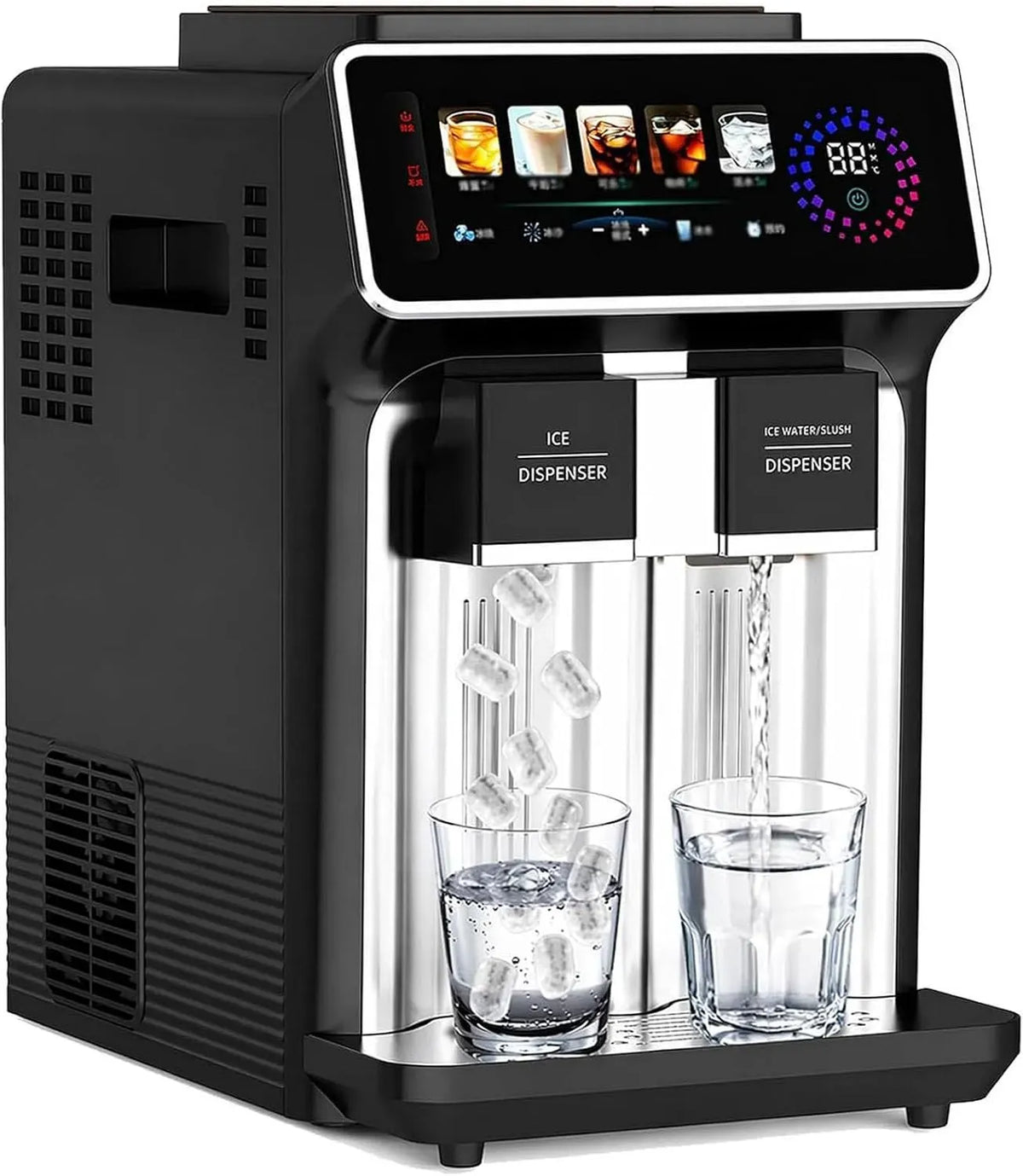Machine à glaçons 3-en-1, noir, Prépare Un Smoothie en 30 Secondes, Produit 12 Glaçons en 6 à 10 Minutes, Dispose 5 Réglages