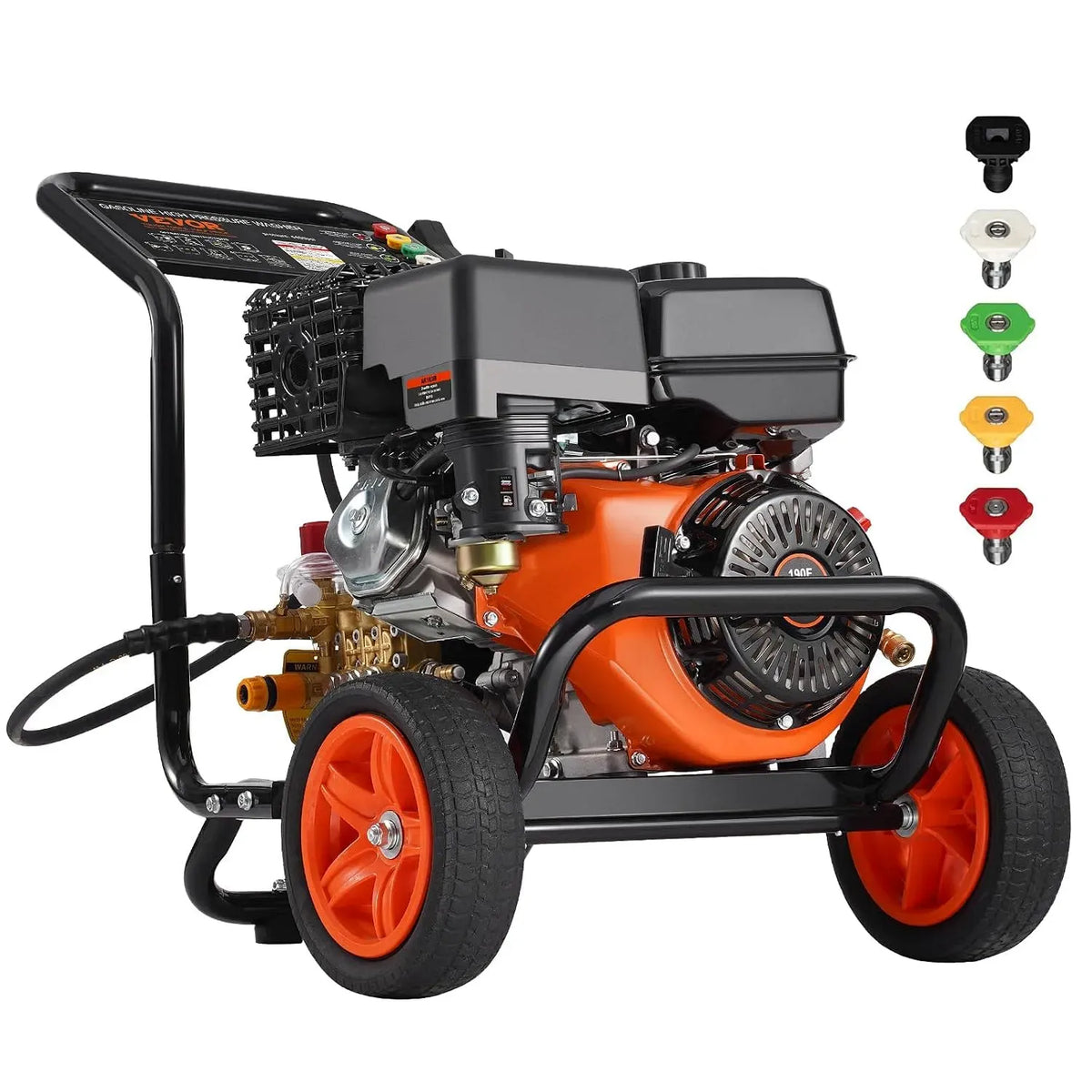 VEVOR Nettoyeur haute pression, rallonge et 5 Buses pour Voitures, 4400 PSI, 15 L/Min