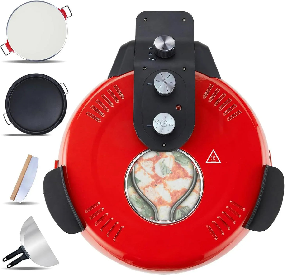 Four électrique à pizza, 40,6 cm, portable, minuteur, gril, chauffe jusqu'à 380 ℃