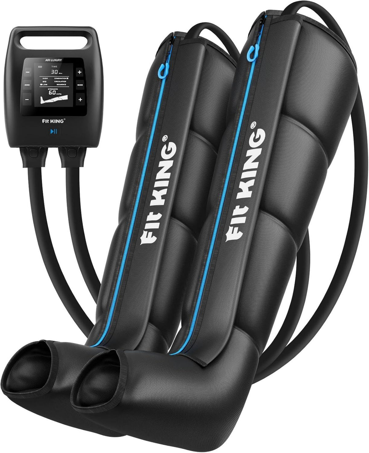 FIT KING Bottes de pressothérapie – massage par compression d'air, rechargeable, format portable, 3 Modes
