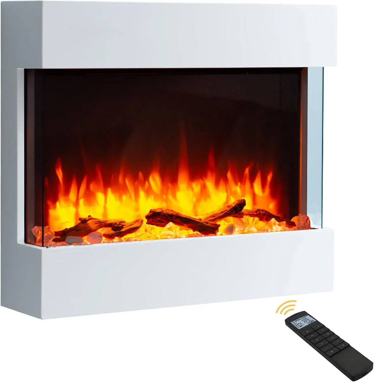 Blanc Cassé, Effet Flamme Réaliste, Endeavour Fires Haxby 30' Cheminée Électrique Murale, 1–2 KW, Télécommande