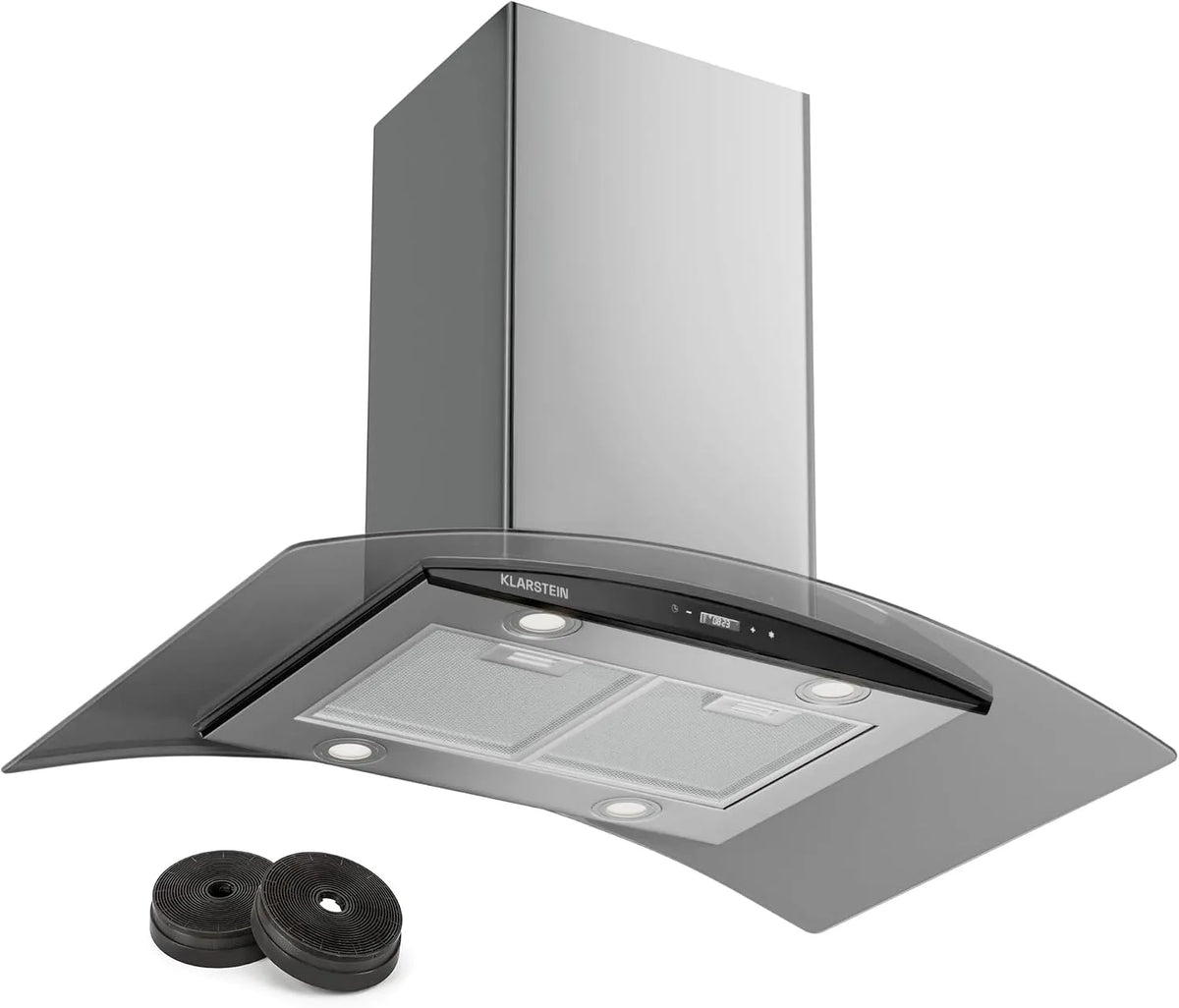 Klarstein Hotte aspirante, 90 cm, 600 m3/h, hotte de cuisine, silencieux, de Cuisine 90cm avec Lampes LED, Filtre à Graisse en Aluminium