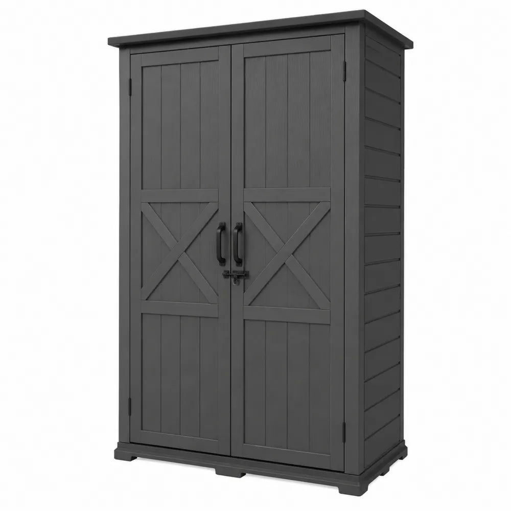Armoire de rangement extérieur à 2 portes 82 x 45 x 180 cm en résine polypropylène gris anthracite