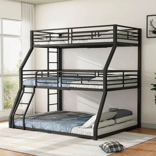 Lit superposé et lit mezzanine — pour enfant, en métal, avec échelle, 90 × 200 cm, 120 × 200 cm, 140 × 200 cm, noir, revêtement en tissu