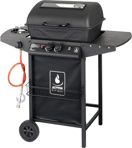 Grill à Gaz Noir avec Pierres de Lave - Activa