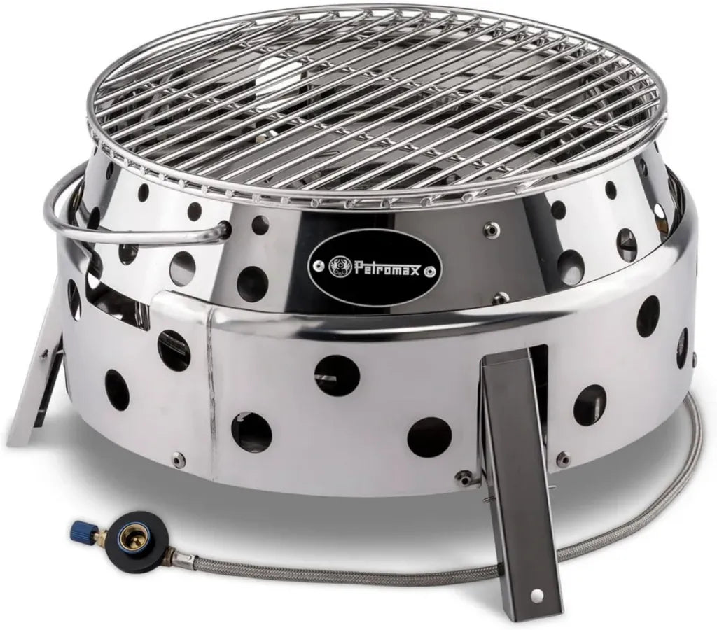 Grill à Gaz Pliable Petromax Atago avec Allumage Piézoélectrique - Parfait pour le Camping et les Voyages - Utilise Cartouches de Gaz Standard