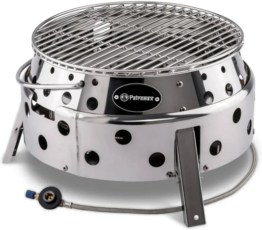 Grill à Gaz Pliable Petromax Atago avec Allumage Piézoélectrique - Parfait pour le Camping et les Voyages - Utilise Cartouches de Gaz Standard