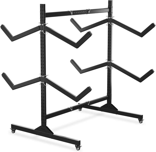 Support de Rangement Double Face pour Kayaks, Canoës et Planches - Robuste et Réglable avec Roulettes Verrouillables - Pour Garage et Quai