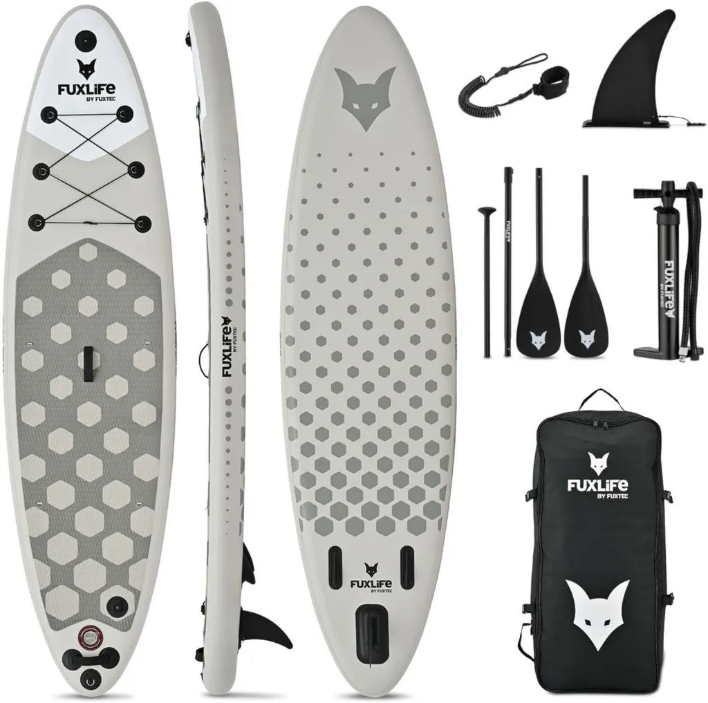 Planche de Stand Up Paddle Gonflable Fuxtec Sea Cruiser - 320 x 81 x 15 cm avec 3 Dérives - Supporte 150 kg - Sac à Dos Offert