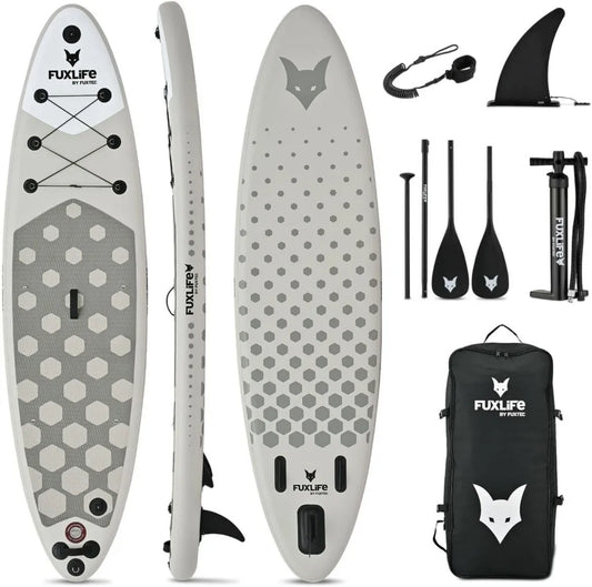 Planche de Stand Up Paddle Gonflable Fuxtec Sea Cruiser - 320 x 81 x 15 cm avec 3 Dérives - Supporte 150 kg - Sac à Dos Offert