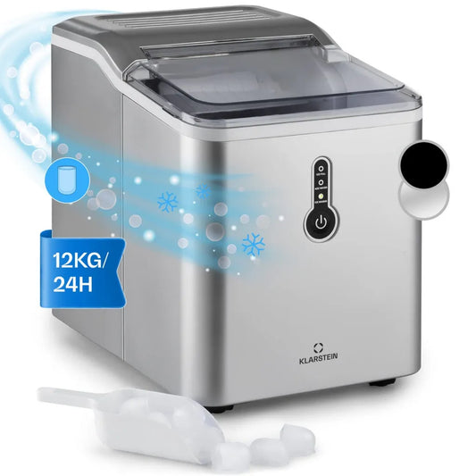 Klarstein Machine à Glaçons 12kg, 1.5L, Glaçons Rapides et Variés, Système Autonettoyant