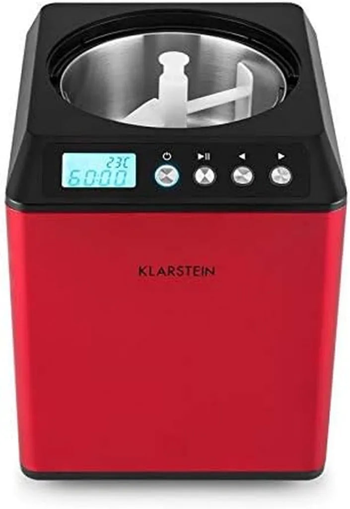 Sorbetière KLARSTEIN Vanilla Sky - Prête en 10 à 60 min, Compresseur intégré, Capacité 2L, Rouge