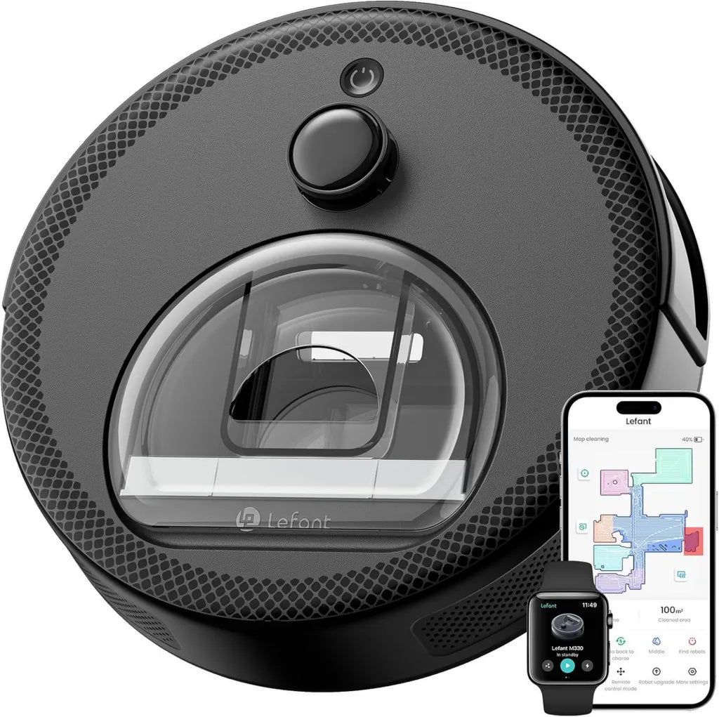 Lefant M330 Robot Aspirateur Laveur 3-en-1 avec 5000Pa, Navigation dToF, Cartographie Avancée, Anti-Enchevêtrement, Zones Virtuelles, Évitement d'Obstacles PSD, Compatible Alexa et WiFi