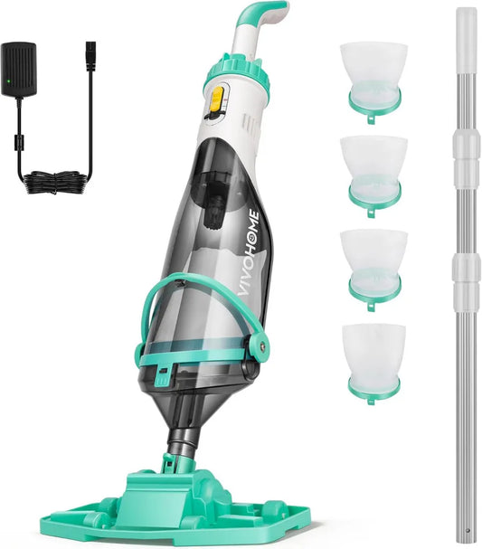 Aspirateur de Piscine sans Fil 213cm VIVOHOME, Aspiration Puissante 70LPM, Nettoyeur Portable avec 4 Filtres, Pour Piscines et Spas