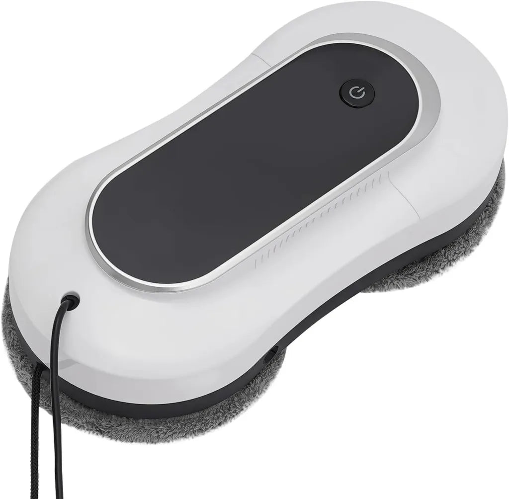 Robot lave-vitres automatique 80W avec télécommande et 10 chiffons - Pour vitres intérieures et extérieures, verre, carrelage - Blanc