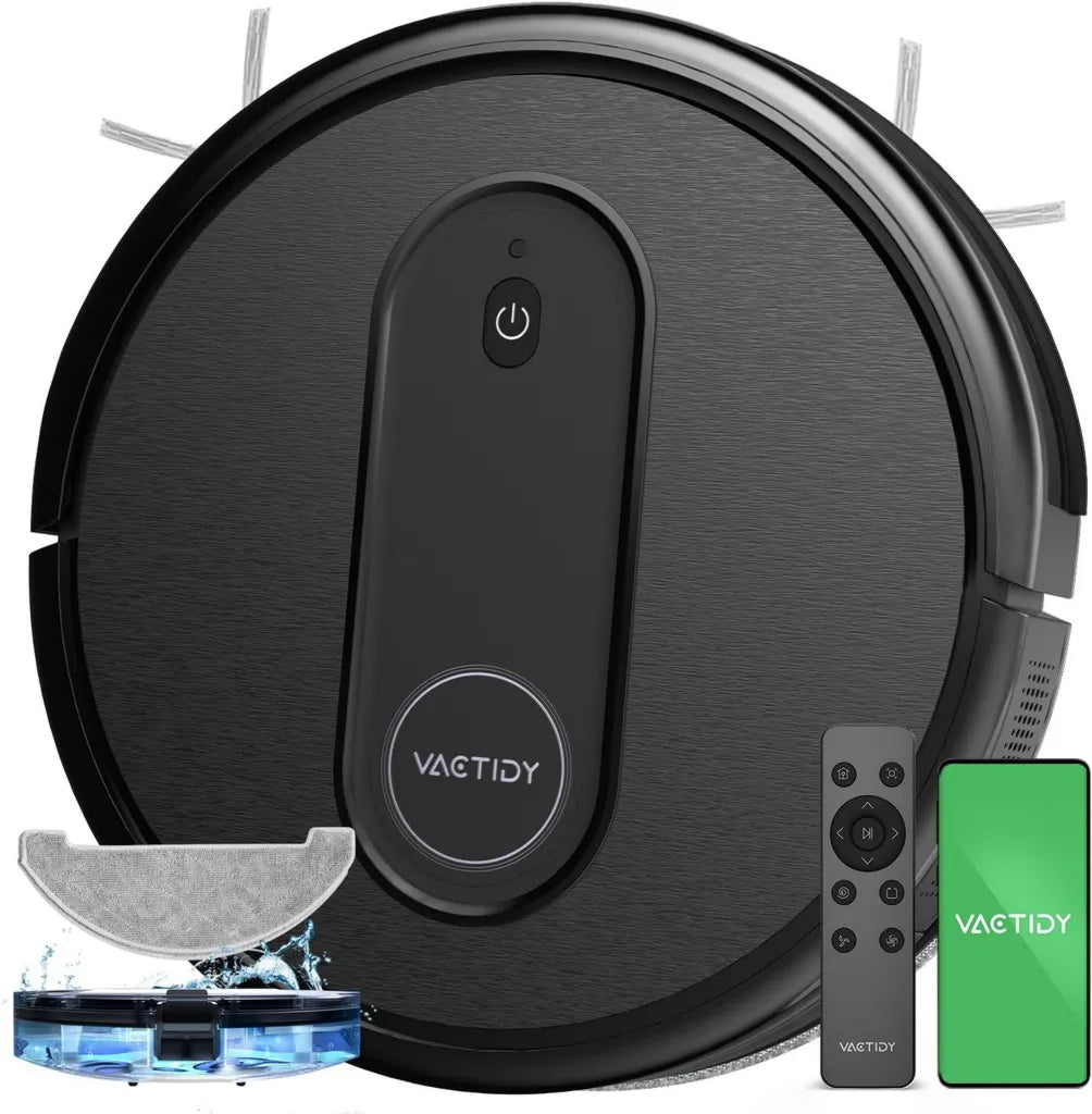 Aspirateur Robot Vactidy T7: Nettoyage 2 en 1 avec 120 min d'Autonomie, Contrôle App et Assistant Vocal