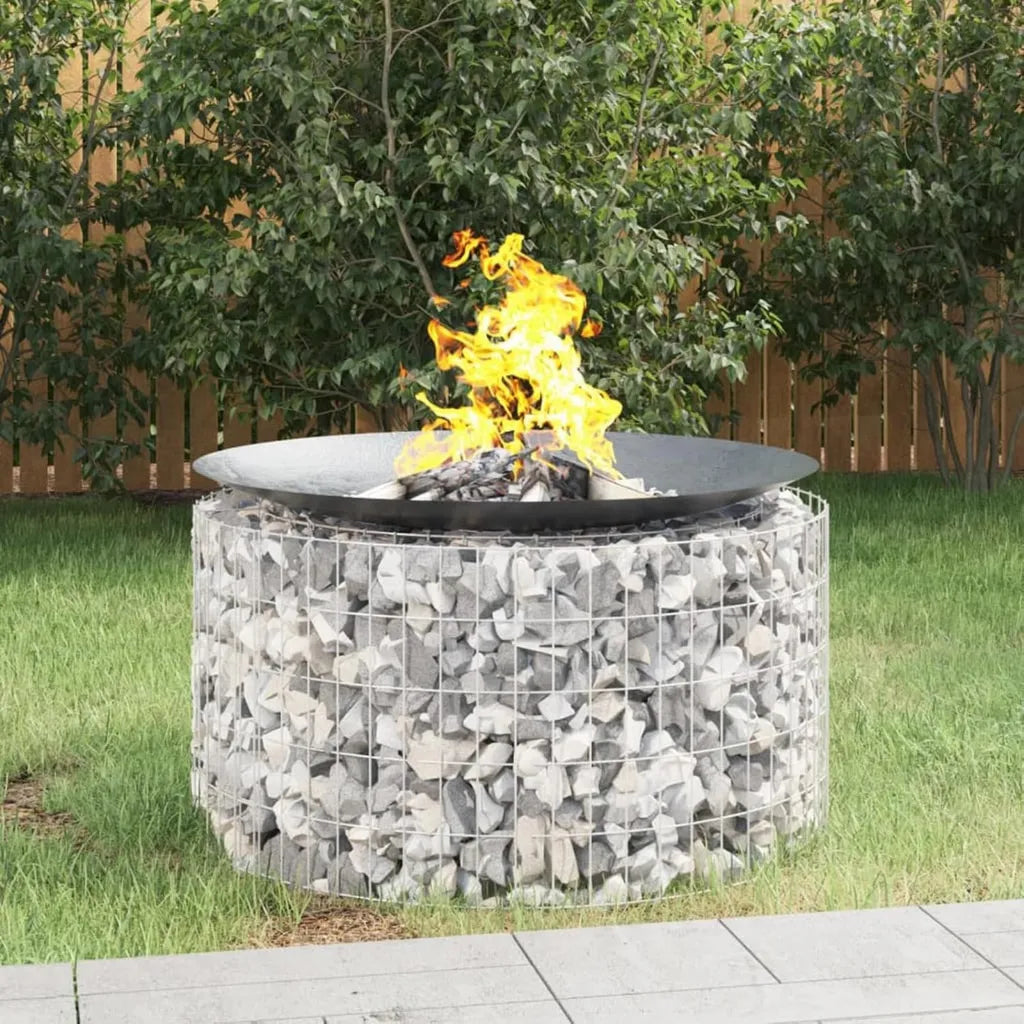 Brasero en Gabion en Fer Galvanisé 100 cm, Barbecue au Charbon avec Fumoir et Grille