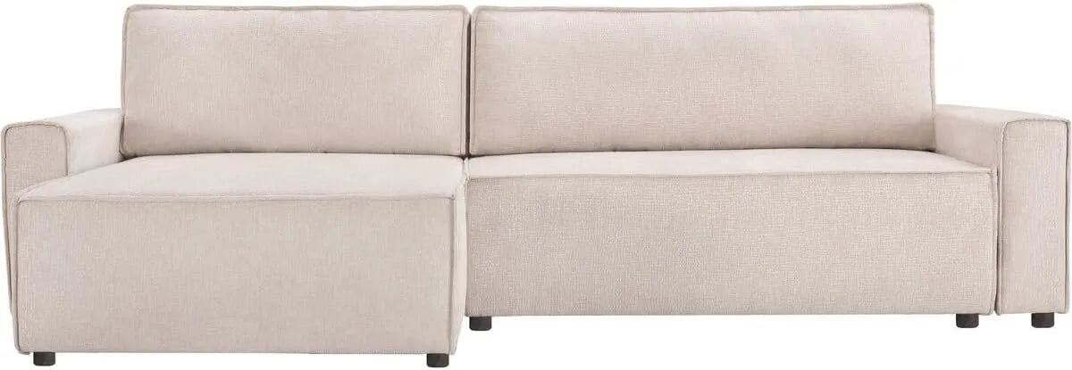 Canapé d'angle et canapé panoramique – revêtement en tissu, convertible, 4 Places, beige