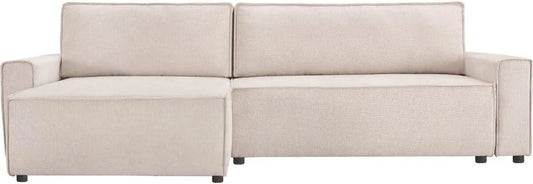 Canapé d'angle et canapé panoramique – revêtement en tissu, convertible, 4 Places, beige