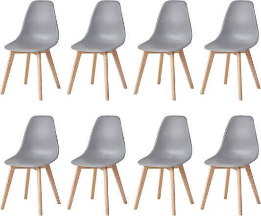 Chaise — en bois, Lot de 8, gris