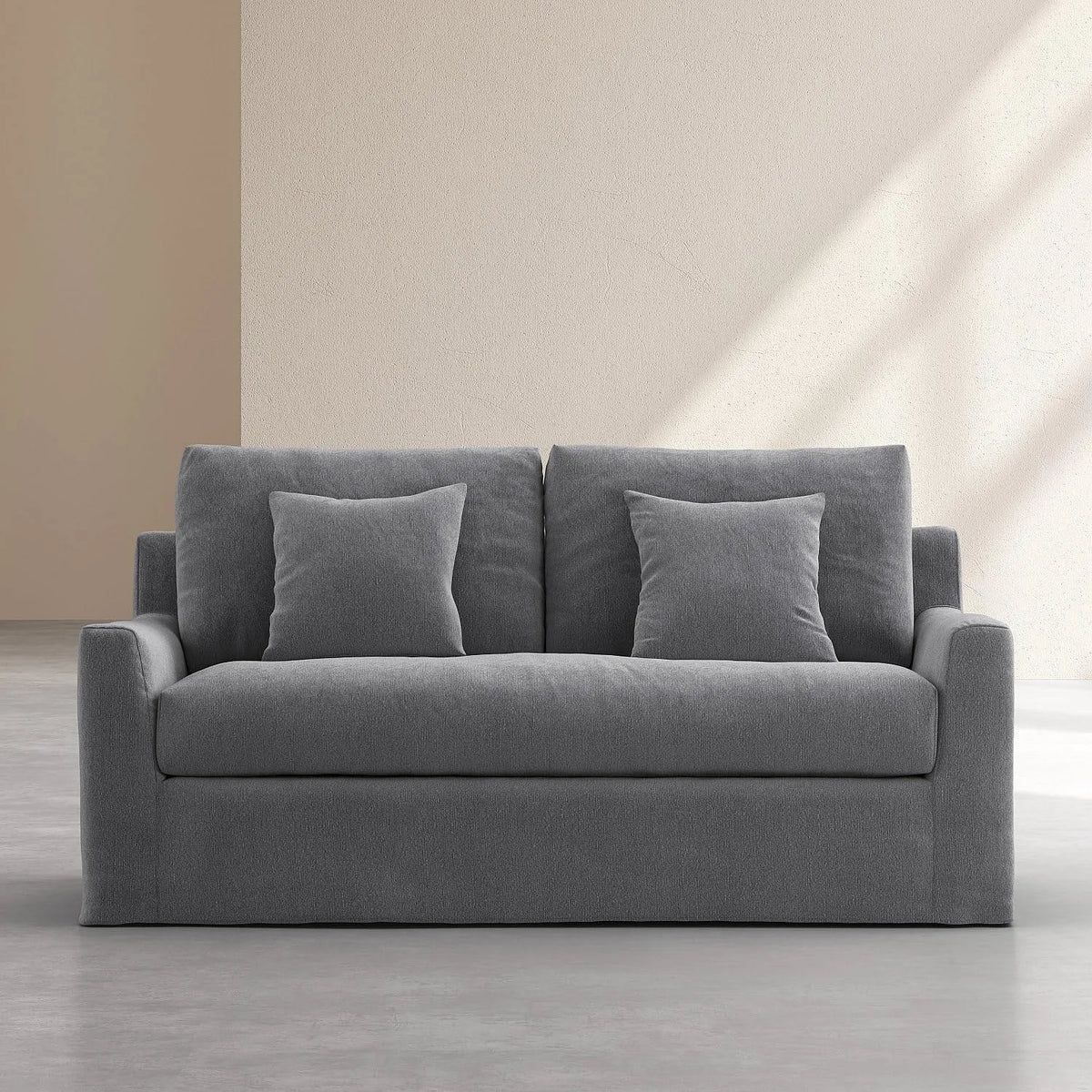 Canapé – en coton, 2 Places, gris