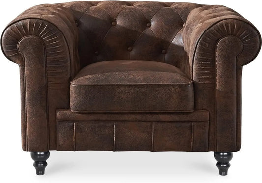 Fauteuil et chaise rembourrée Chesterfield Vintage