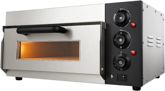 Four électrique à pizza, 40 cm, 2000 W, 2 zones de température, acier inoxydable, Pierre Réfractaire, Température 350°C