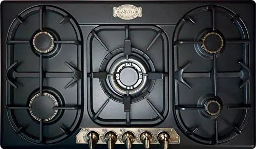 Cuisinière avec four, 90 cm, autonome, fonte, Cuisinière 5 Brûleurs de Qualité Supérieure, Brûleur WOK 3