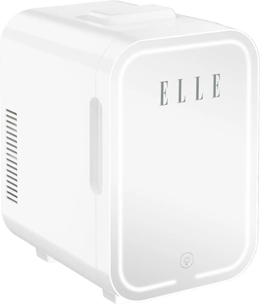 Réfrigérateur, 8 L, éclairage LED, blanc, ELLE Mini Frigo Cosmétique 8L avec Miroir LED, Soins du Visage, Sérums, Masques et Boissons