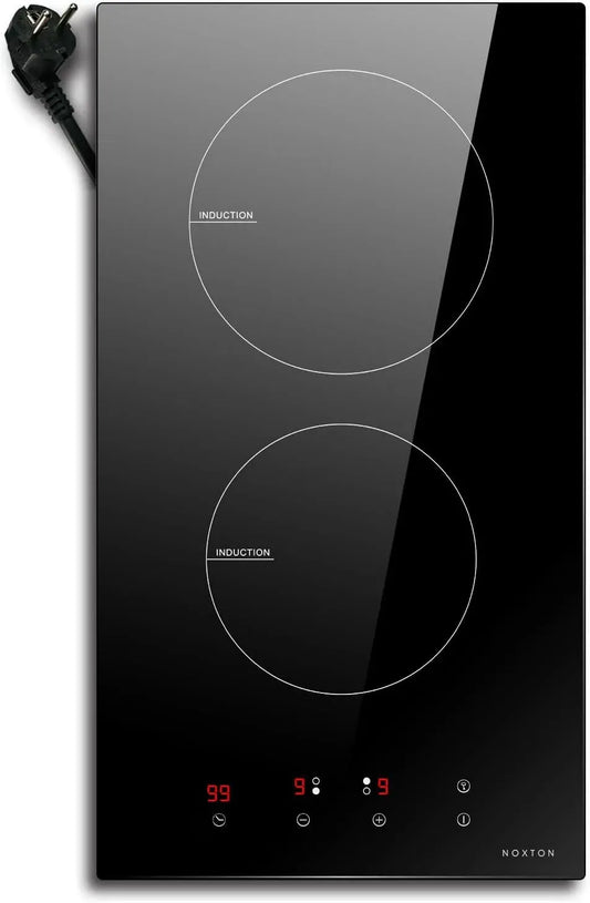 Plaque à induction, 30 CM, 2 foyers, 3500 W, table de cuisson à induction, NOXTON, tactile, verrouillage, encastrable, minuteur, Commande Tactile