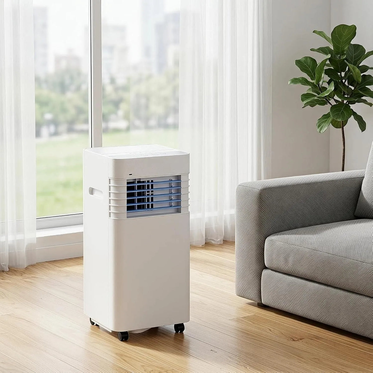 Climatiseur 24h, minuteur, 5050 BTU, 2 Vitesses, Climatiseur Mobile 14000 BTU avec Kit d'Installation, Basse Consommation, Écran Digital, Ventilateur