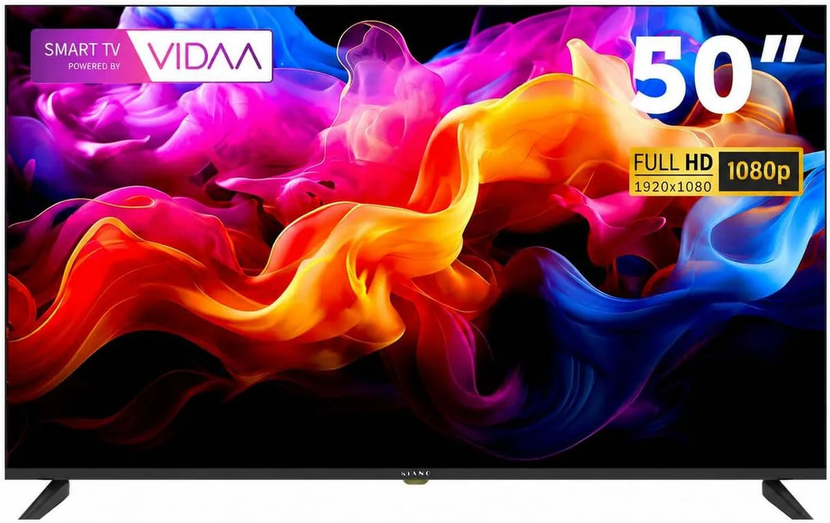 Smart TV Elegance, 50 pouces, téléviseur, son Dolby, HDMI, USB, Wi-Fi, sans cadre, Bluetooth, DVB-T2, Full HD, noir, Dolby Audio, KIANO, 3 HDMI
