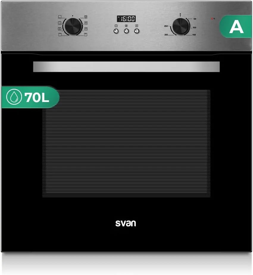 Four électrique SHM8700DPx, 70 L, 3000 W, 8 programmes, classe énergétique A, acier inoxydable, Svan Four multifonction avec ventilateur inox