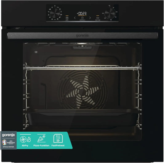 Gorenje E02B Four électrique à pizza, 77 L, classe énergétique A, encastrable, gril, noir, PizzaMode 300°C, ExtraSteam, PerfectGrill, 77 Litres