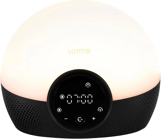 Noir, Lumie Bodyclock Glow 150 Réveil équipé de lumière Simulation de lever et coucher de soleil progressifs Lumière réglable 10 sons Nude