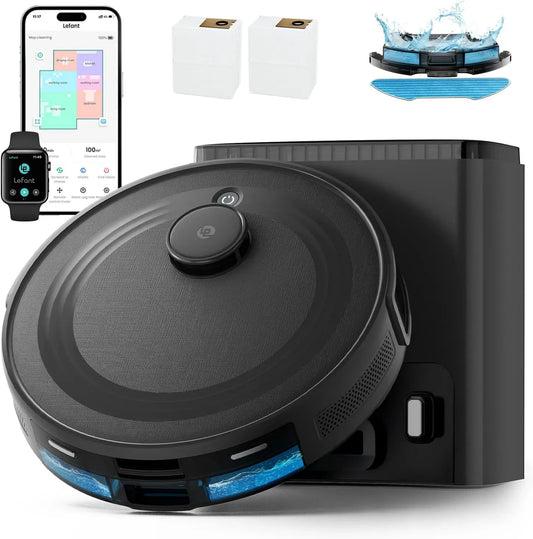 Lefant Aspirateur, 2,5 L, Wi-Fi, noir, Vidage Automatique avec Sac 2,5L, WiFi/App/Alexa, Évitement PSD