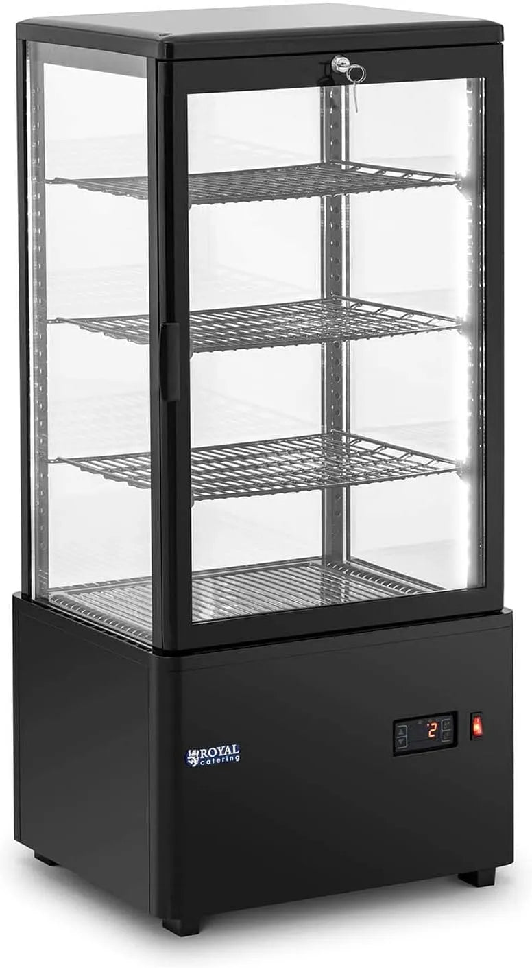 Vitrine réfrigérée, 78 L, 2 à 10 °C, Royal RCCC-78-BT, éclairage LED, pâtisserie, restauration, noir, 4 niveaux, Volume: 78 l