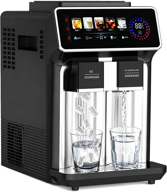 Machine à glaçons 3-en-1, noir, Prépare Un Smoothie en 30 Secondes, Produit 12 Glaçons en 6 à 10 Minutes, Dispose 5 Réglages