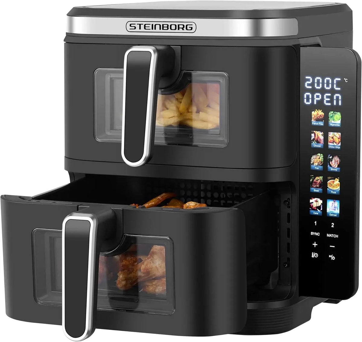 Four électrique, 11 L, gril, 5,5 L, four de cuisson, frire Friteuse sans huile Four à air chaud